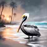 North Myrtle Beach: palm trees, bird, Pelican