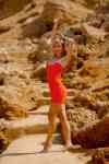 Myrtle Beach: WOMAN, stones, red dress